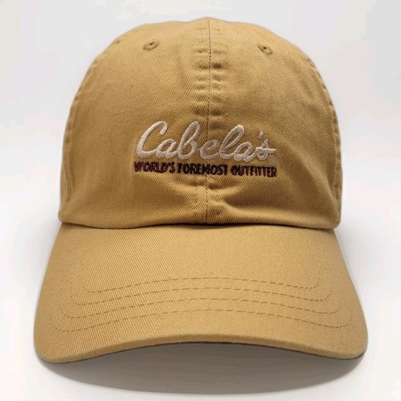 Cabelas Hat Yellow Embroidered Logo Unstructered Strapback Dad‎ Baseball Cap - Picture 1 of 9